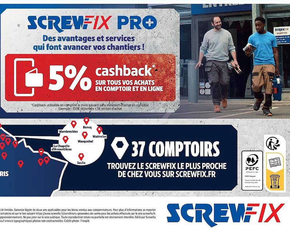 5% cashback sur tous vos achats en comptoir et en ligne