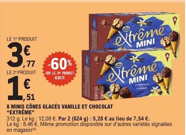 8 MINIS CÔNES GLACÉS VANILLE ET CHOCOLAT “EXTRÊME”