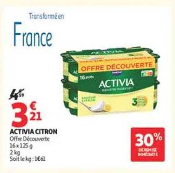 ACTIVIA CITRON Offre Découverte 16 x 125 g 2 kg Soit le kg : 1€61