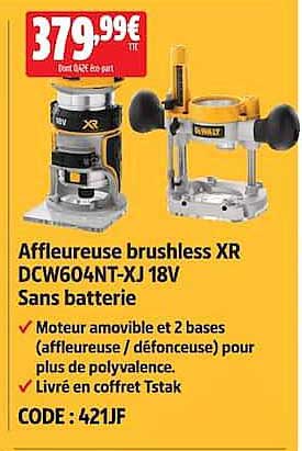 Affleureuse brushless XR DCW604NT-XJ 18V Sans batterie