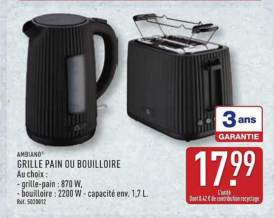 AMBIANO® GRILLE PAIN OU BOUILLOIRE