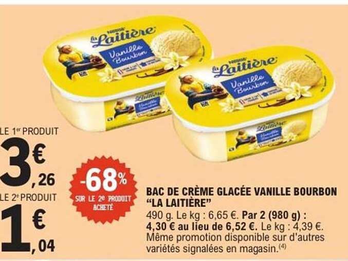 BAC DE CRÈME GLACÉE VANILLE BOURBON “LA LAITIÈRE”