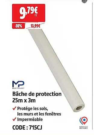 Bâche de protection 25m x 3m
