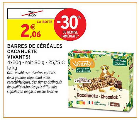 BARRES DE CÉRÉALES CACAHUÈTE VIVANTS!