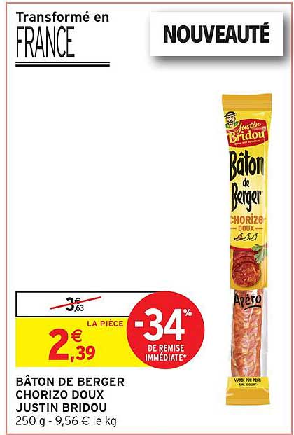 BÂTON DE BERGER CHORIZO DOUX JUSTIN BRIDOU