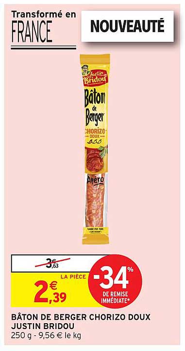 BÂTON DE BERGER CHORIZO DOUX JUSTIN BRIDOU