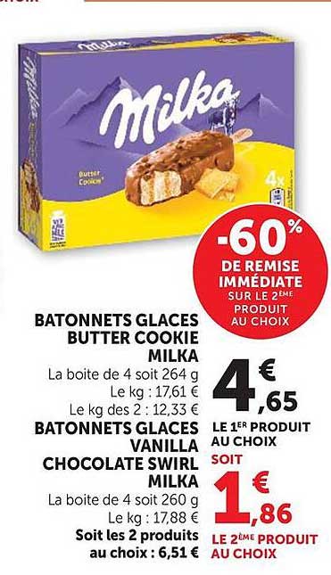 BATONNETS GLACES BUTTER COOKIE MILKA