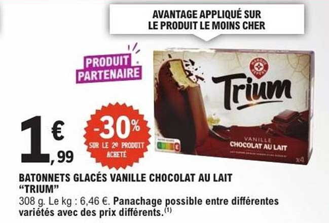 BÂTONNETS GLACÉS VANILLE CHOCOLAT AU LAIT “TRIUM”