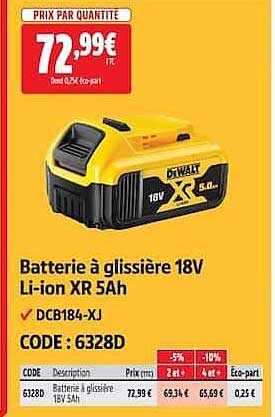 Batterie à glissière 18V Li-ion XR 5Ah