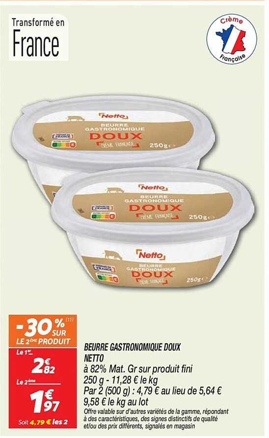 BEURRE GASTRONOMIQUE DOUX NETTO