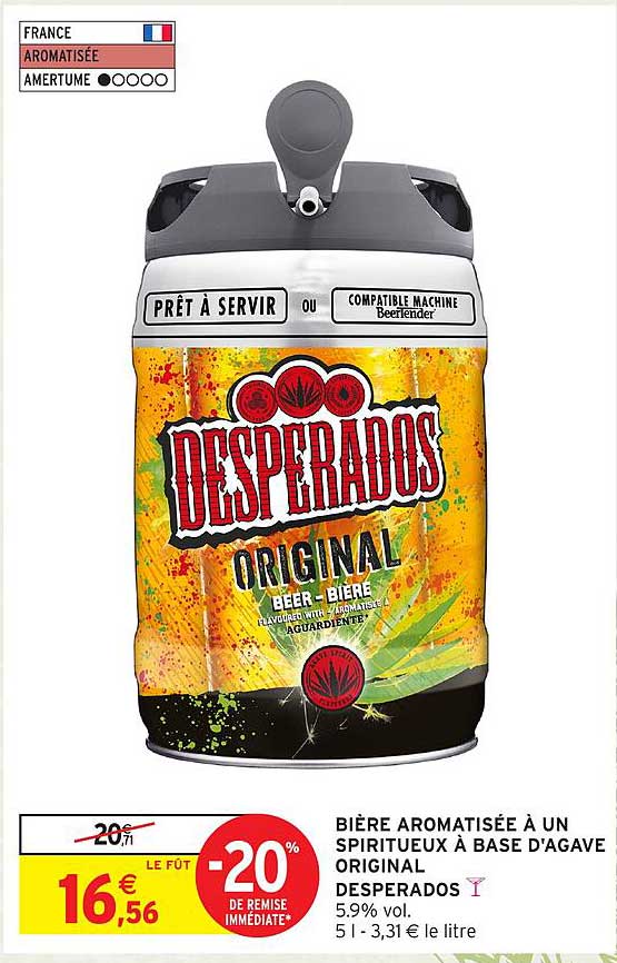 BIÈRE AROMATISÉE À UN SPIRITEUX À BASE D'AGAVE ORIGINAL DESPERADOS