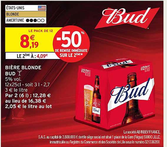 BIÈRE BLONDE BUD