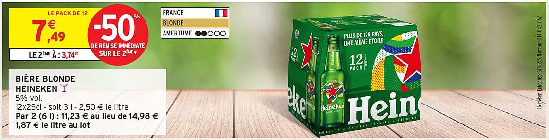 BIÈRE BLONDE HEINEKEN