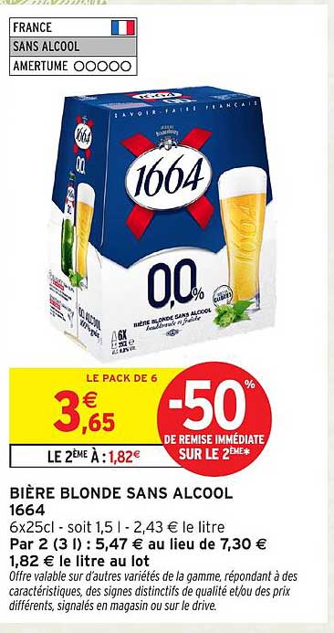 BIÈRE BLONDE SANS ALCOOL 1664