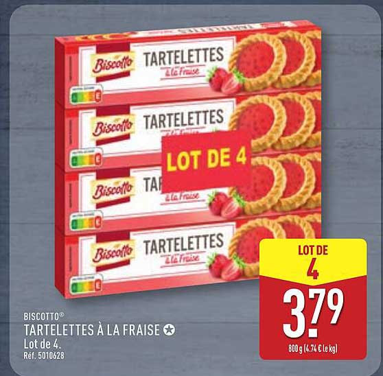 BISCOTTO® TARTELETTES À LA FRAISE Lot de 4.