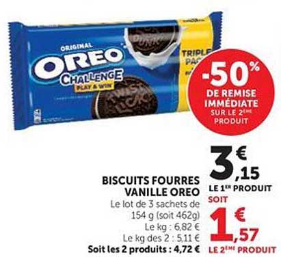 BISCUITS FOURRES VANILLE OREO