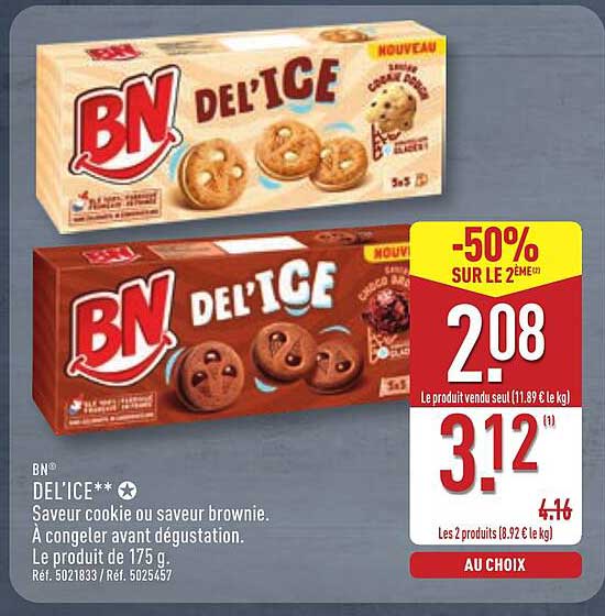 BN® DEL'ICE** Saveur cookie ou saveur brownie.