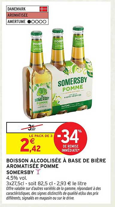 BOISSON ALCOOLISÉE À BASE DE BIÈRE AROMATISÉE POMME SOMERSBY