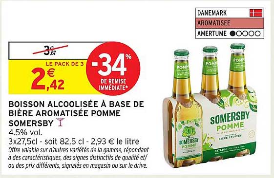 BOISSON ALCOOLISÉE À BASE DE BIÈRE AROMATISÉE POMME SOMERSBY