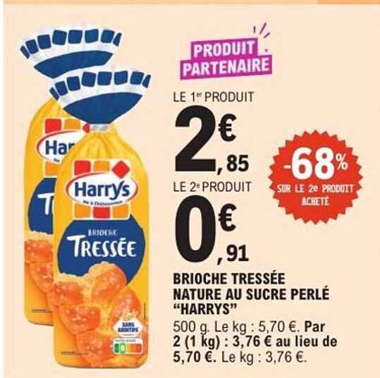 BRIOCHE TRESSÉE NATURE AU SUCRE PERLÉ "HARRYS"