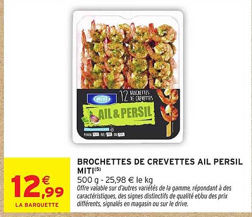 BROCHETTES DE CREVETTES AIL PERSIL