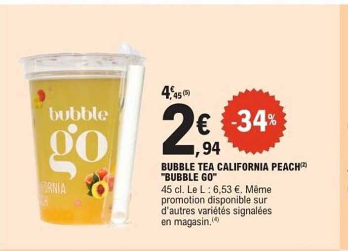BUBBLE TEA CALIFORNIA PEACH "BUBBLE GO"