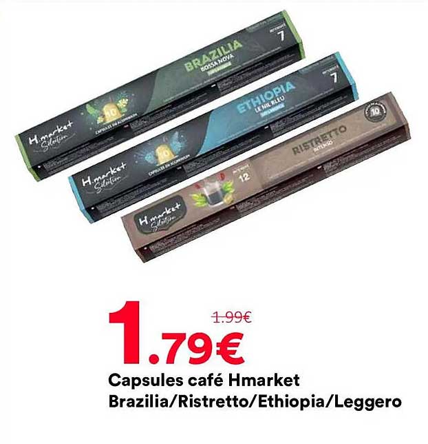 Capsules café Hmarket Brazilia/Ristretto/Ethiopia/Leggero