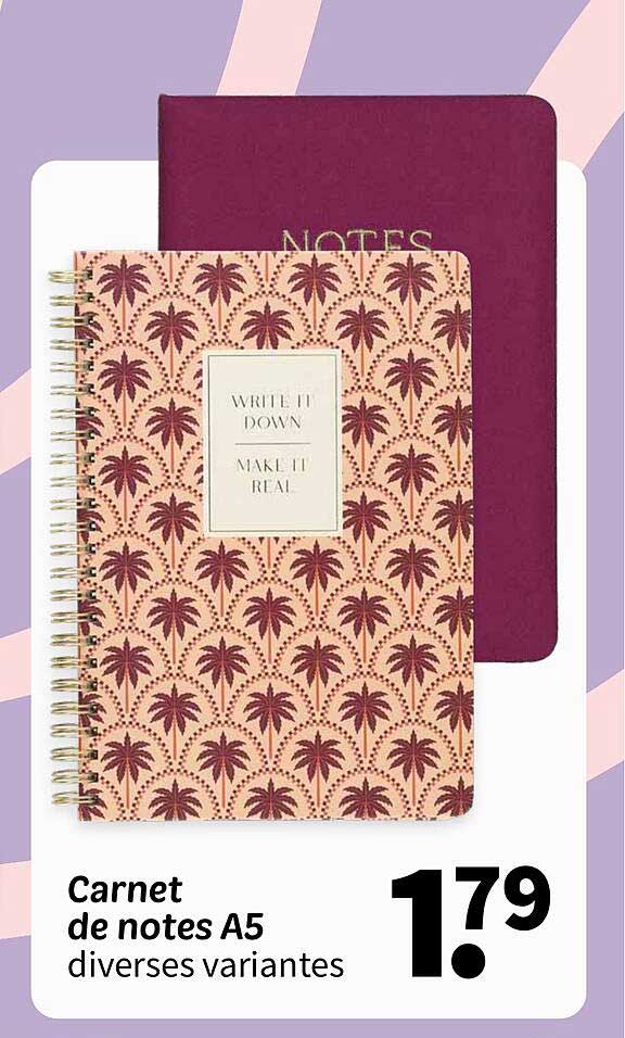 Carnet de notes A5 diverses variantes
