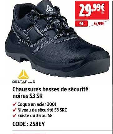 Chaussures basses de sécurité noires S3 SR