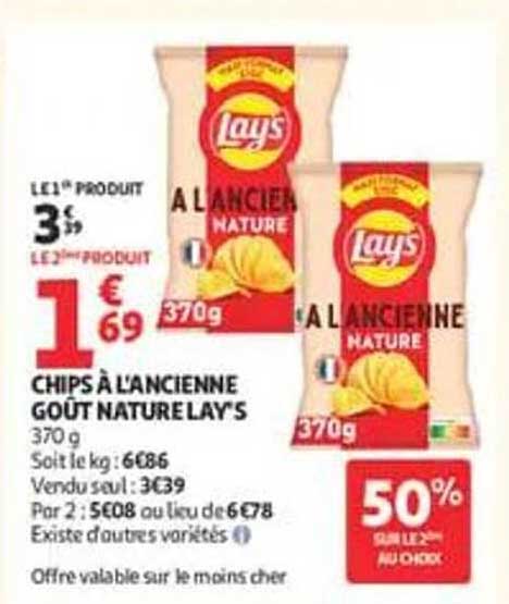 CHIPS À L'ANCIENNE GOÛT NATURE LAY'S 370 g