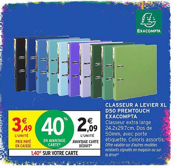 CLASSEUR A LEVIER XL D50 PREMTOUCH EXACOMPTA