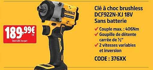 Clé à choc brushless DCF922N-XJ 18V Sans batterie