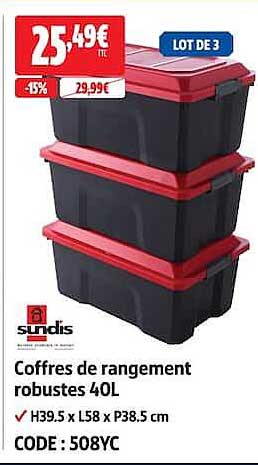 Coffres de rangement robustes 40L