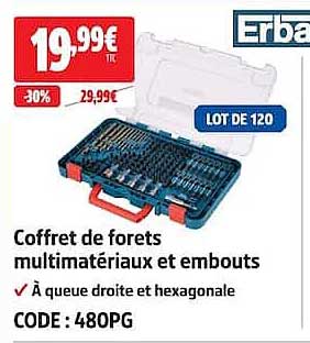 Coffret de forets multimatériaux et embouts