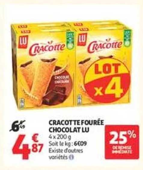 CRACOTTE FOURRÉE CHOCOLAT LU