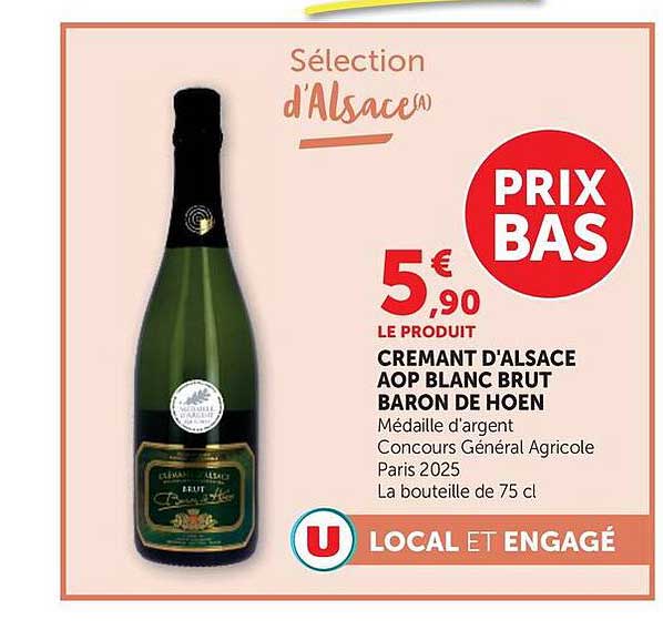 CREMANT D'ALSACE AOP BLANC BRUT BARON DE HOEN