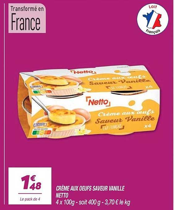 CRÈME AUX OEUFS SAVEUR VANILLE NETTO