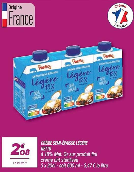 CRÈME SEMI-ÉPAISSE LÉGÈRE NETTO