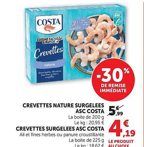 CREVETTES NATURE SURGELEES ASC COSTA