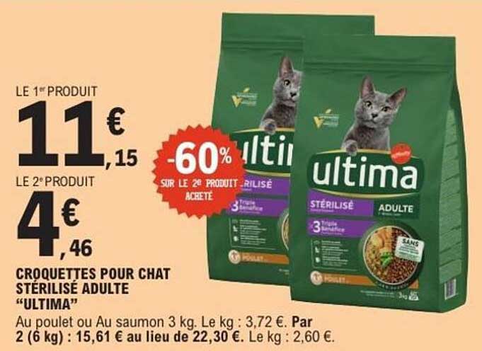 CROQUETTES POUR CHAT STÉRILISÉ ADULTE “ULTIMA”