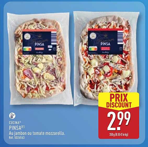 CUCINA® PINSA(f) Au jambon ou tomate mozzarella. Réf. 5026563