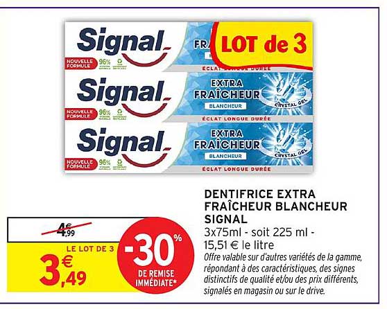 DENTIFRICE EXTRA FRAÎCHEUR BLANCHEUR SIGNAL