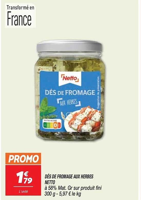 DÉS DE FROMAGE AUX HERBES NETTO