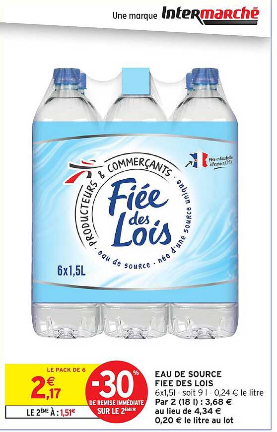 Eau de source Fiee des Lois 6x1,5L