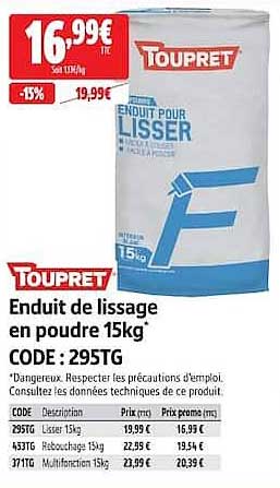 Enduit de lissage en poudre 15kg