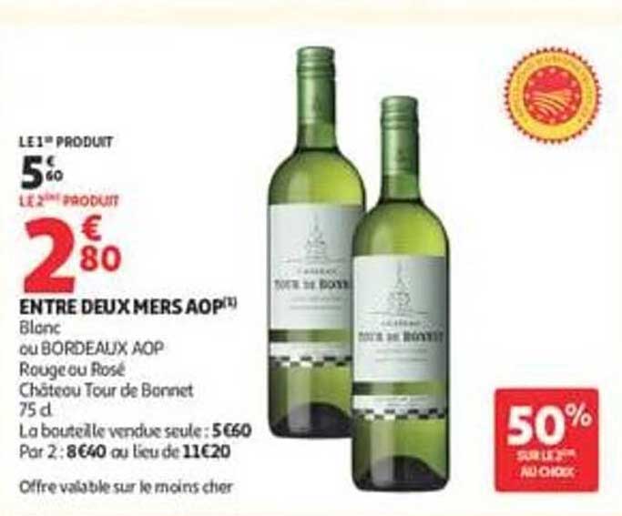 ENTRE DEUX MERS AOP(1) Blanc ou BORDEAUX AOP Rouge ou Rosé Château Tour de Bonnet 75 cl