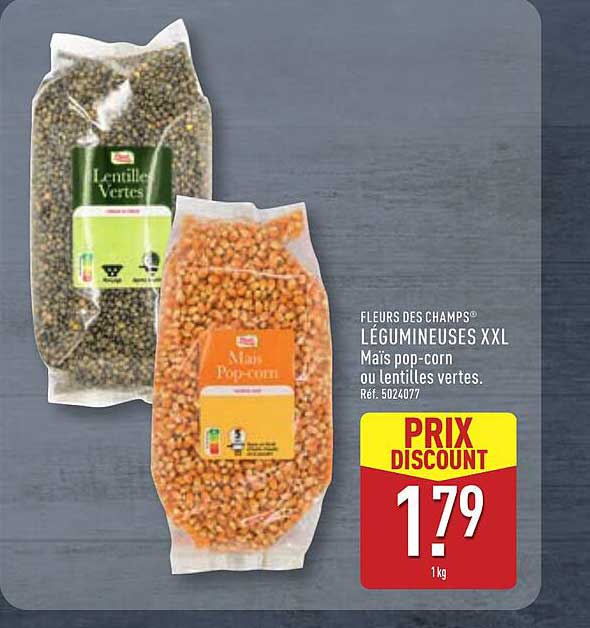 FLEURS DES CHAMPS® LÉGUMINEUSES XXL Maïs pop-corn ou lentilles vertes. Réf. 5024077