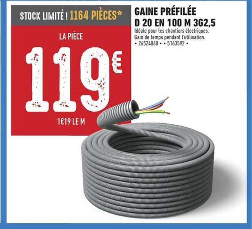 GAINE PRÉFILÉE D 20 EN 100 M 3G2,5