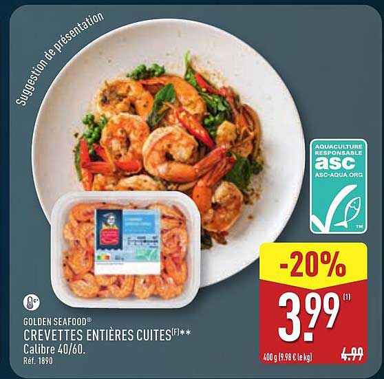GOLDEN SEAFOOD® CREVETTES ENTIÈRES CUITES