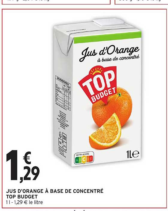 Jus d'orange à base de concentré Top Budget